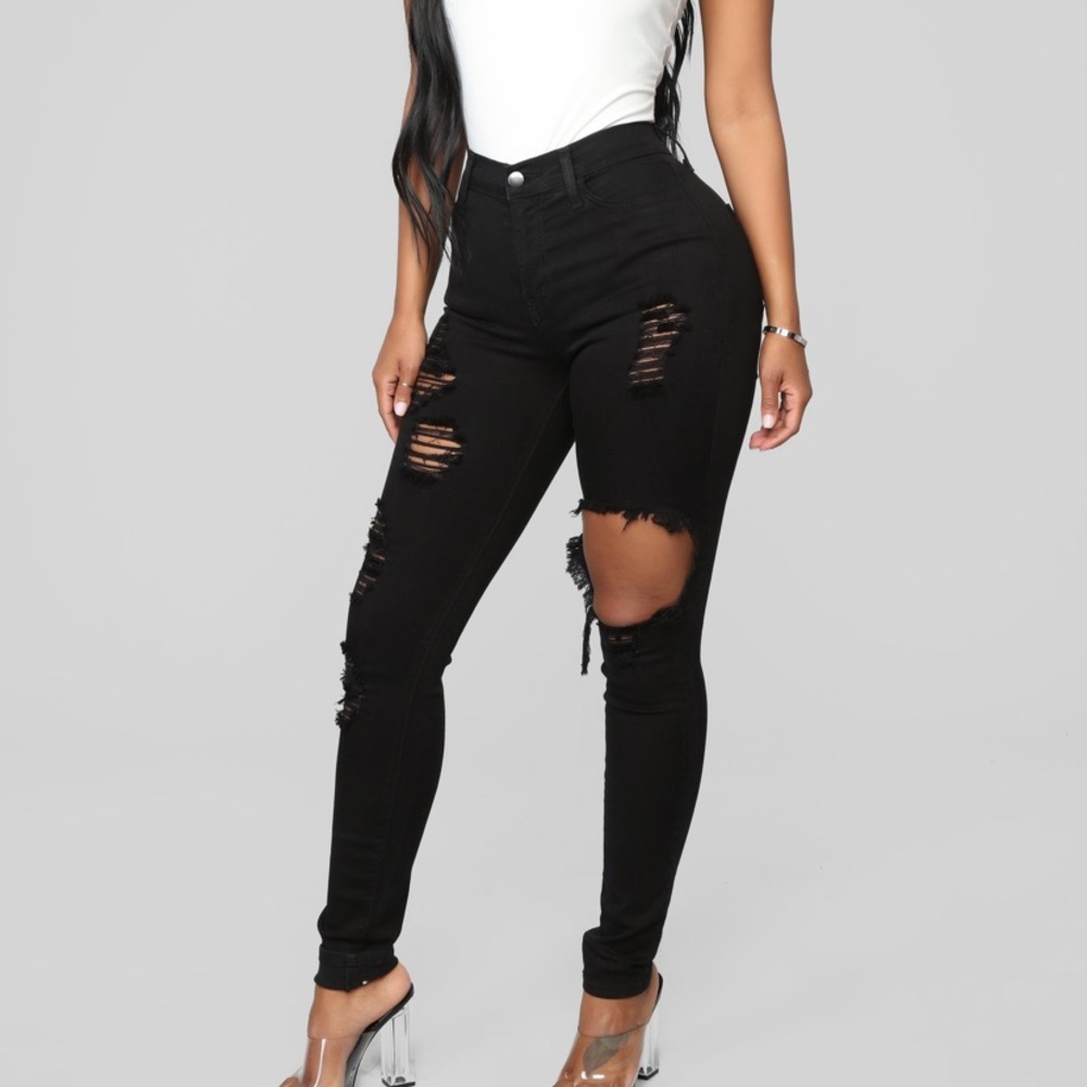 Fashion Nova Glistening Black Jeans